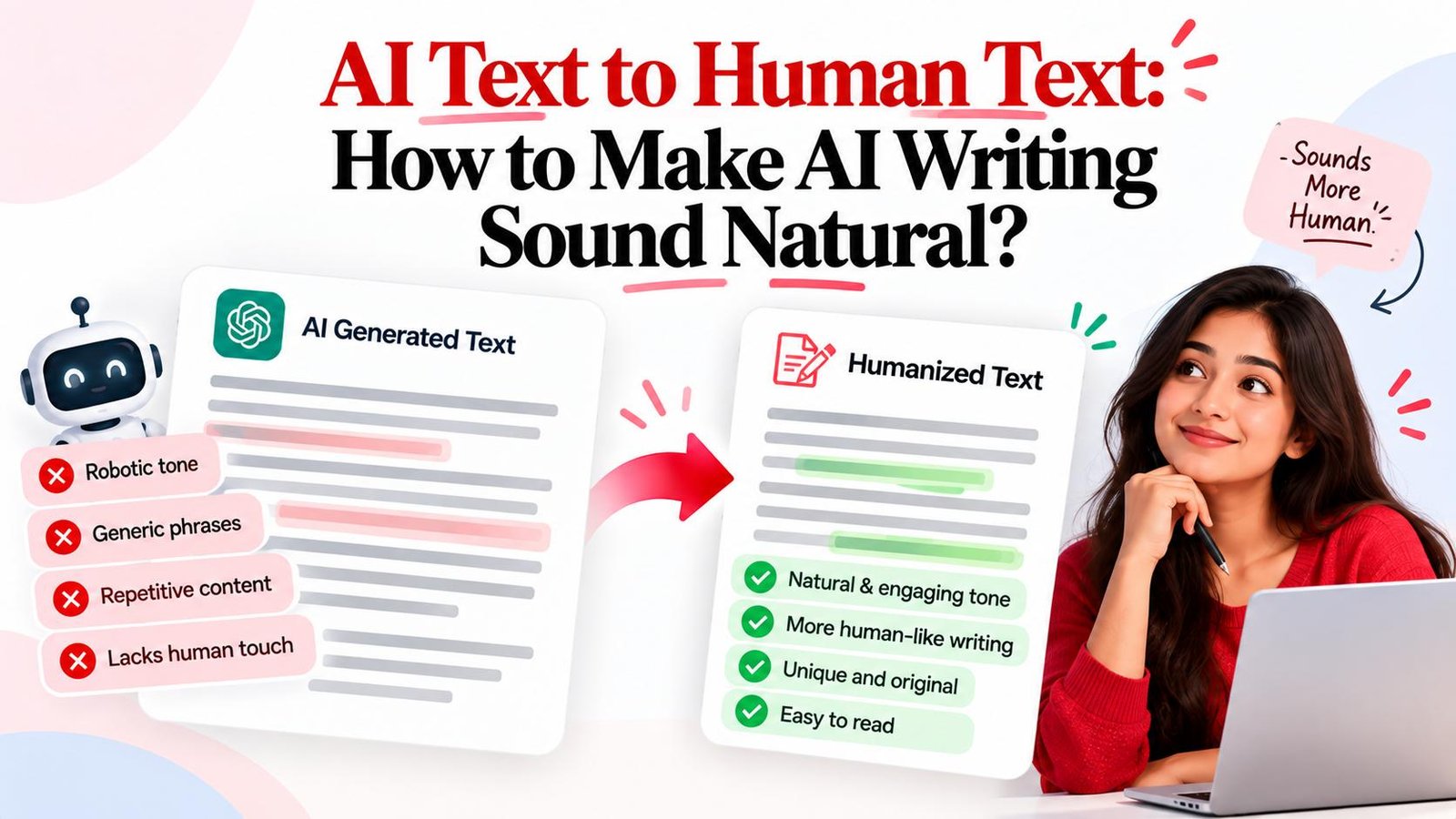 AI text to human tool for making AI-generated writing sound natural